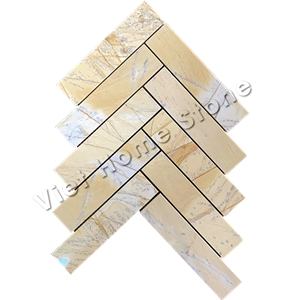 Herringbon Yellow Marble Mosaic Tile