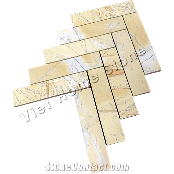 Herringbon Yellow Marble Mosaic Tile