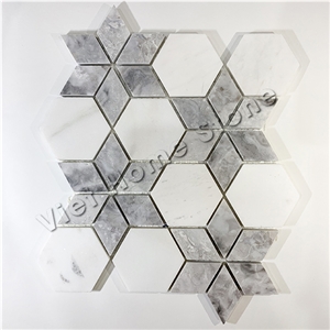 Hexagram Marble Mosaic Tile, Hexagon Mosaic Patterns