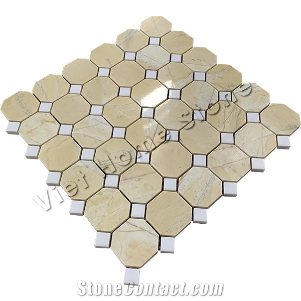 Vietnam Yellow Marble Octagon Marble Mosaic Tiles