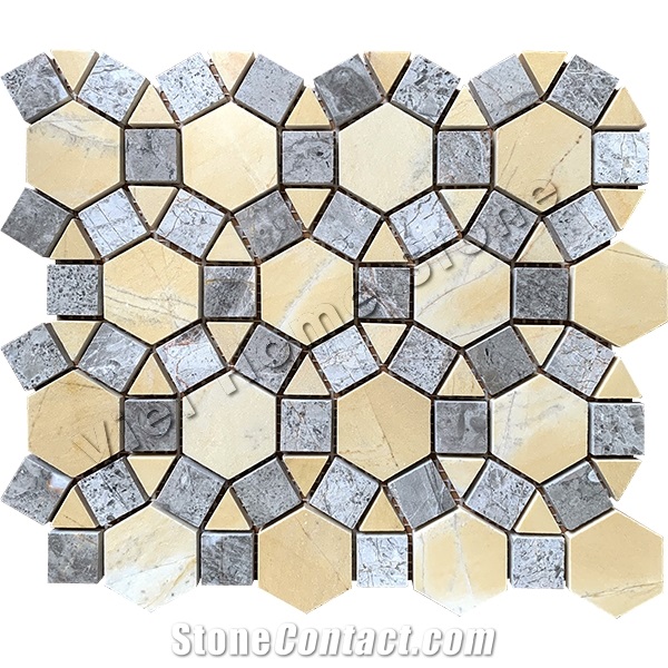 Yellow Marble Floor Mosaic Tile