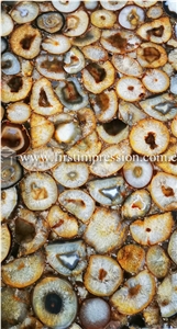 China Yellow Gemstone Semiprecious Agate Slabs