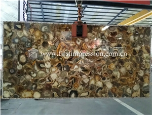 China Yellow Gemstone Semiprecious Agate Slabs