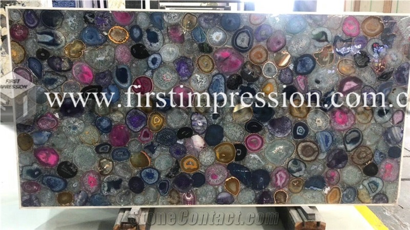 Multicolor Gemstone Semiprecious Agate Slabs