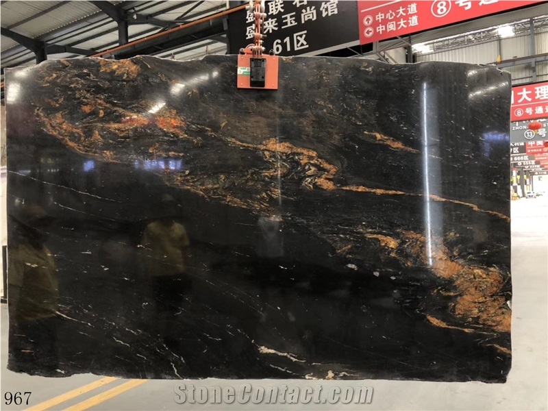 Italy Black Swan Marble Slab Tiles Book Matched