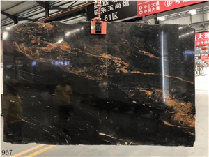 Italy Black Swan Marble Slab Tiles Book Matched