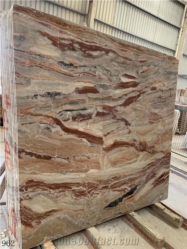 Italy Monica Red Marble Slab Wall Floor Tile Use