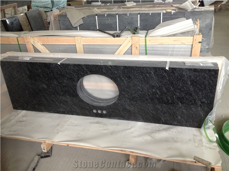 Butterfly Blue Granite Vanity Top with Flat Edge