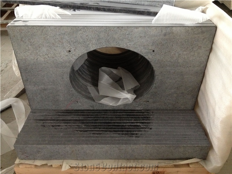 Butterfly Blue Granite Vanity Top with Flat Edge