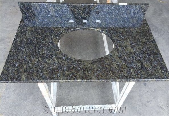 Butterfly Blue Granite Vanity Top with Flat Edge