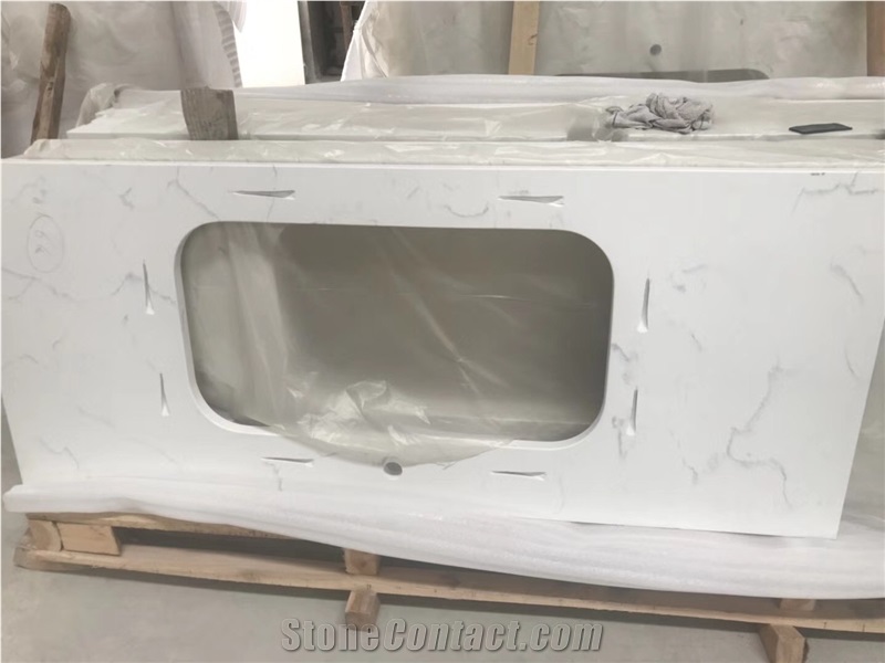 Carrara White Quartz Kitchen Countertops