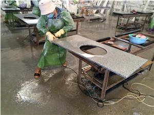 G655 Double Sink Grey Granite Vanity Tops