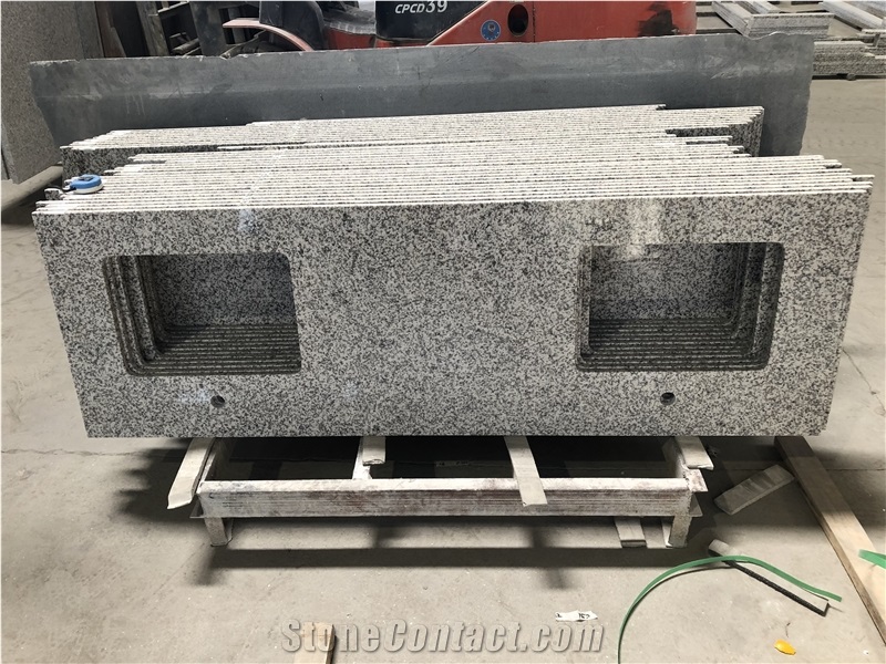 G655 Double Sink Grey Granite Vanity Tops