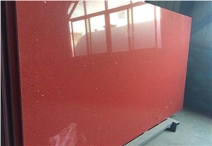 Mirror Red Crystal Quartz Slabs for Countertop