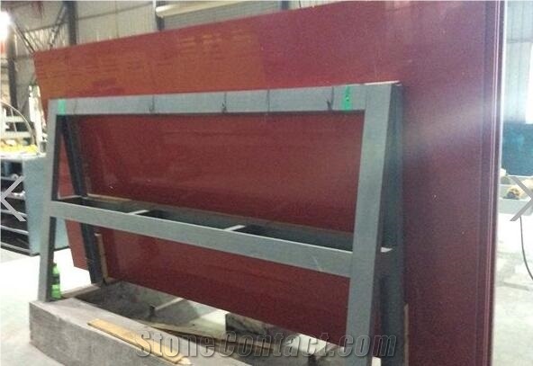 Mirror Red Crystal Quartz Slabs for Countertop