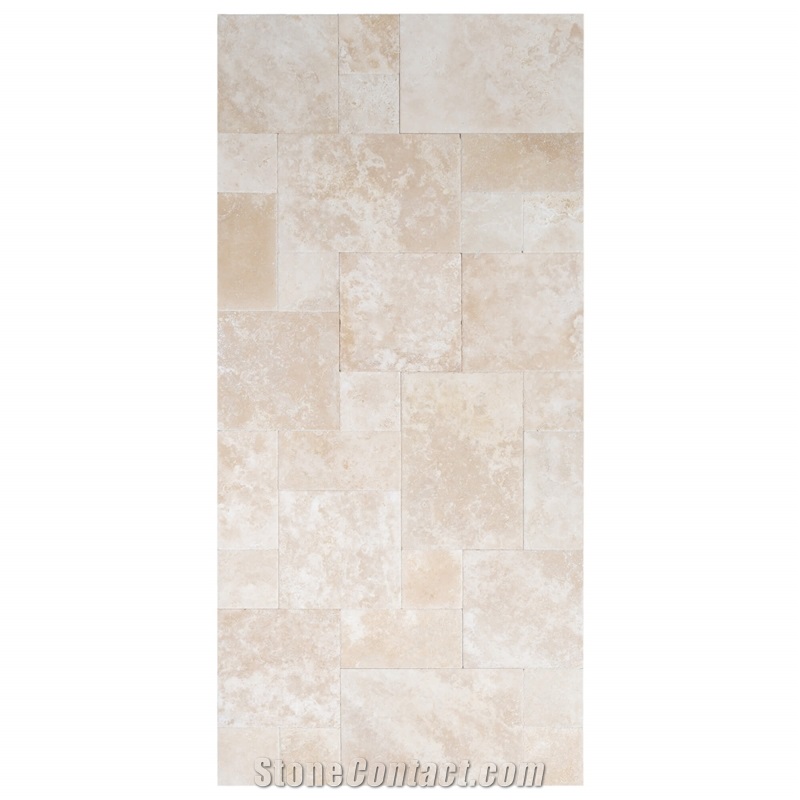 Denizli Beige Antique Pattern Travertine Tile