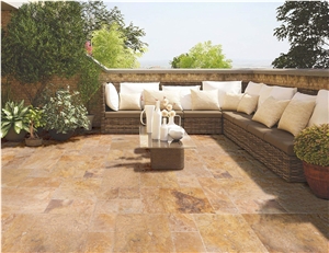 Meandros Gold Antique Pattern Travertine Tiles