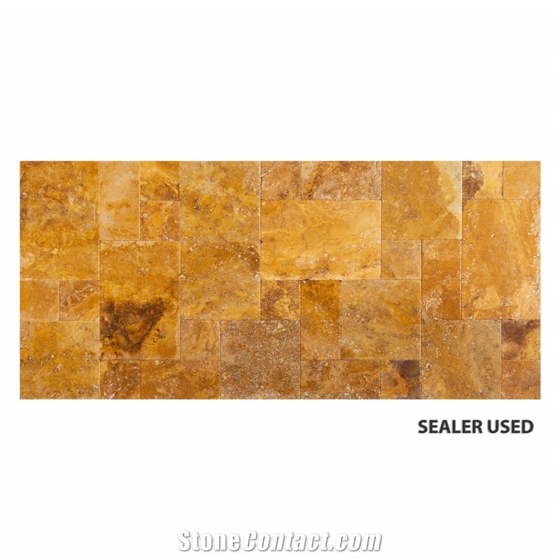 Meandros Gold Antique Pattern Travertine Tiles