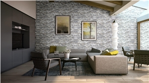 Silver Travertine Stacked Stone Ledger Panel