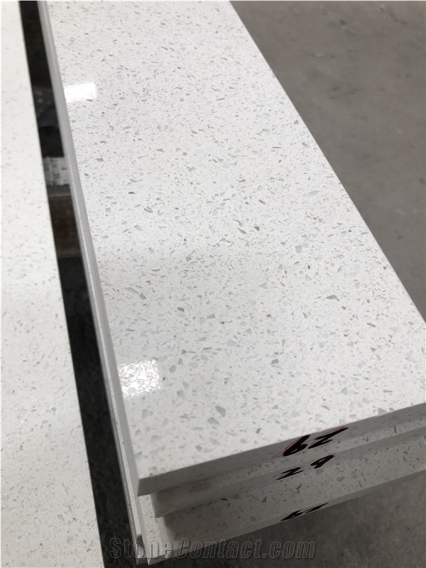 Crushed Glass Quartz Stone Match Blanco Maple Quartz Kitchen Top
