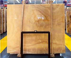 Natural Light Orange Onyx Book Match Slabs