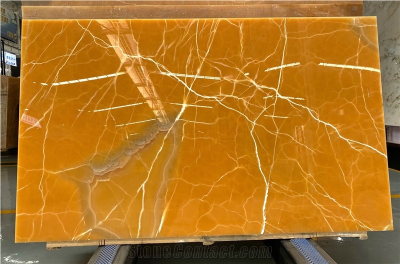 Natural Naranja Orange Onyx Slabs Tiles