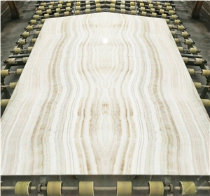 Natural White Tiger Onyx Book Match Slabs Tiles