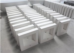 White Solid Surface Hotel Integrated Vanity Sink