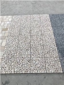 French Pattern Tumbled Yellow Limestone Mosaic