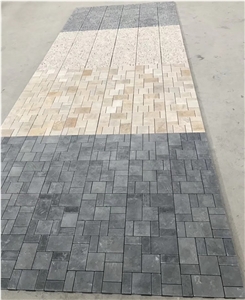 French Pattern Tumbled Yellow Limestone Mosaic
