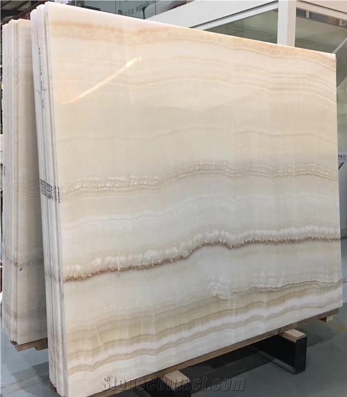 Turkey Sharon Beige Onyx with Brown Veins Slab