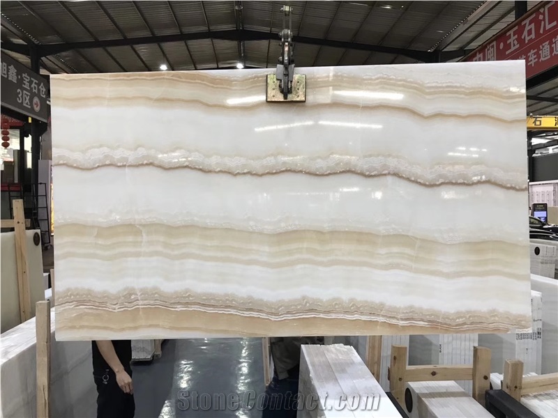 Turkey Sharon Beige Onyx with Brown Veins Slab