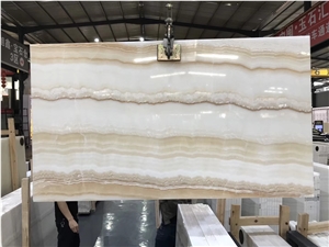 Turkey Sharon Beige Onyx with Brown Veins Slab