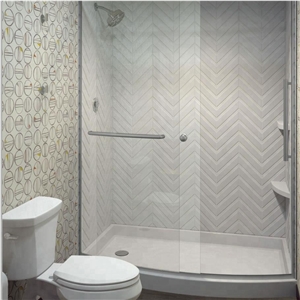 White Cultured Marble Chevron Tub Surround Wall