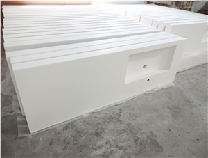 White Solid Surface Hotel Integrated Vanity Sink
