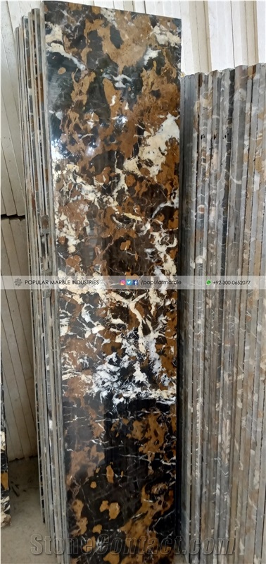 Pakistan Black and Gold Marble Tiles for Staircase Steps