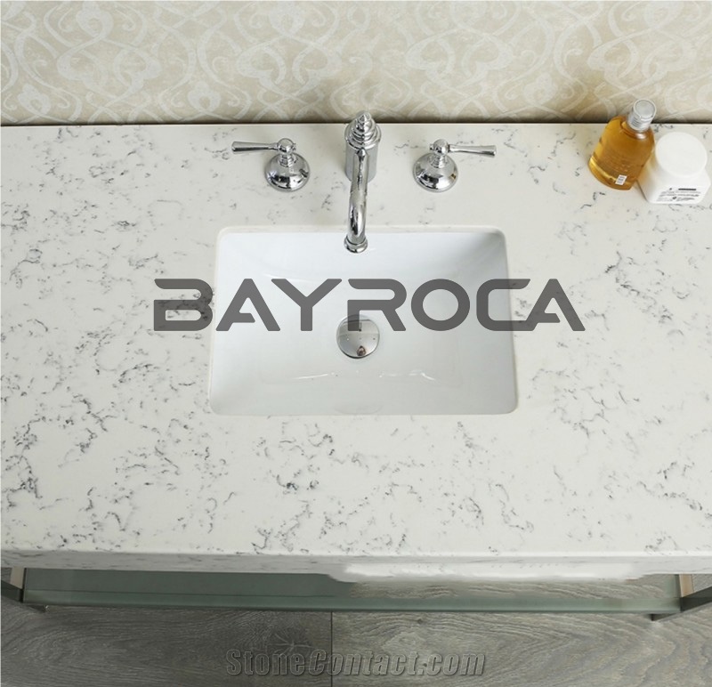 Match Bianco Carrara White Quartz Bath Tops
