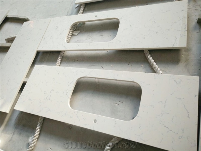 Match Bianco Carrara White Quartz Bath Tops