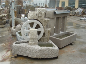 Dark Grey Granite Stone Fountain for Garden