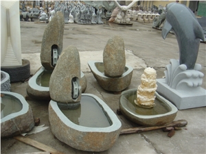 Dark Grey Granite Stone Fountain for Garden