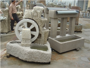 Dark Grey Granite Stone Fountain for Garden