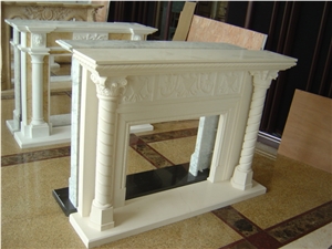 Hand Carved Stone Customized Moca Creme Fireplace