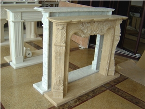 Indoor Used Decorative Beige Travertine Fireplace