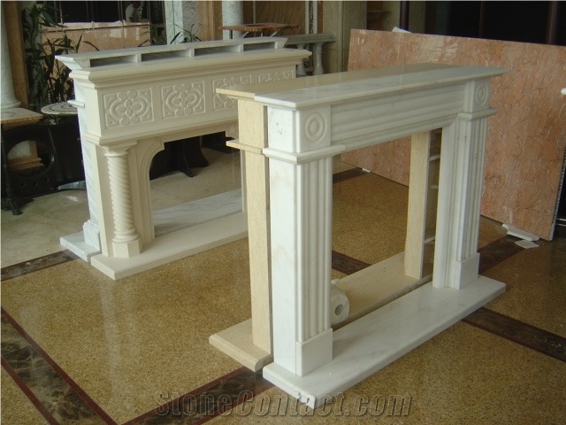 Indoor Used Decorative Beige Travertine Fireplace