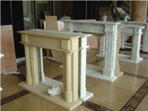 Light Travertine Fireplace Mantel