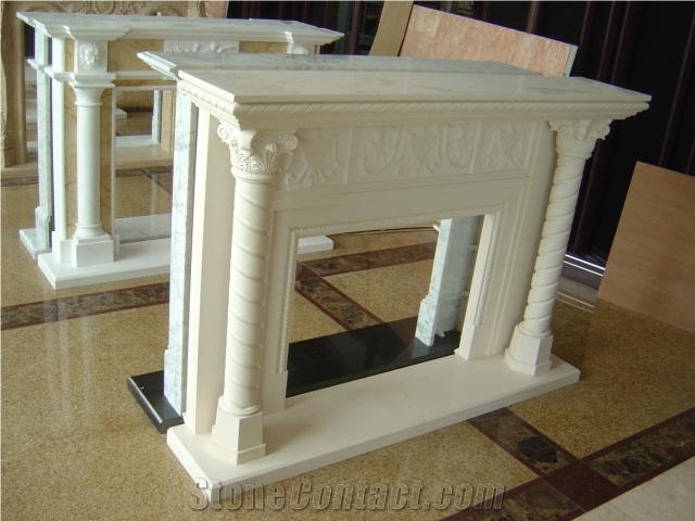 Light Travertine Fireplace Mantel