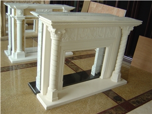 Light Travertine Fireplace Mantel