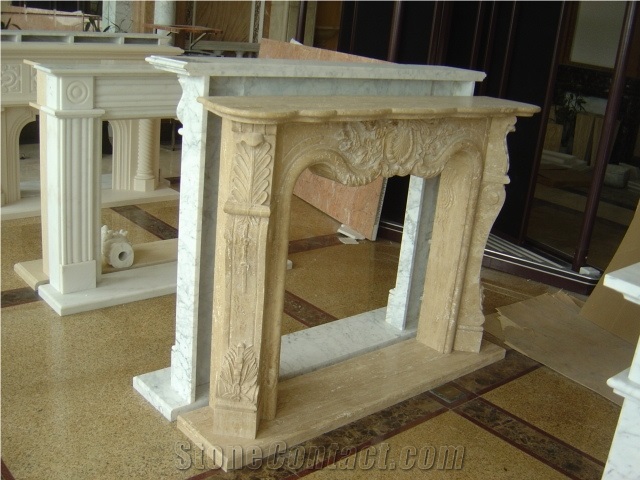 Light Travertine Fireplace Mantel