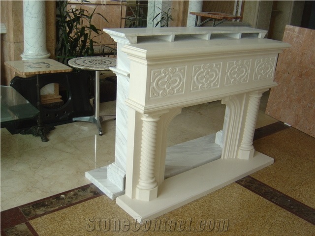 Light Travertine Fireplace Mantel