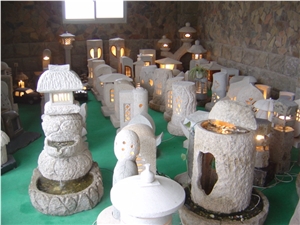 Natural Granite Lantern/Lamp with Electric Light